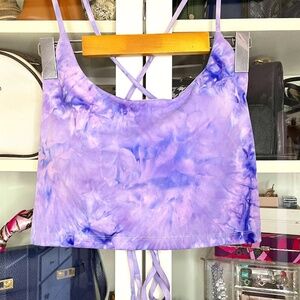 HALARA Spaghetti Strap Tie Dye Lace Up Plus Size Cropped Tank Top Size 1X